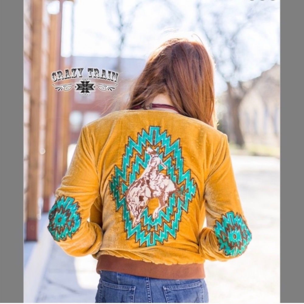 Crazy Train Mustang Mood Mustard Bomber Jacket